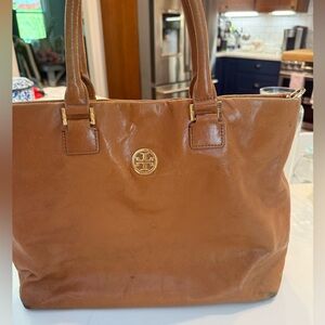 Tory Burch Brown Glossy Tote Bag